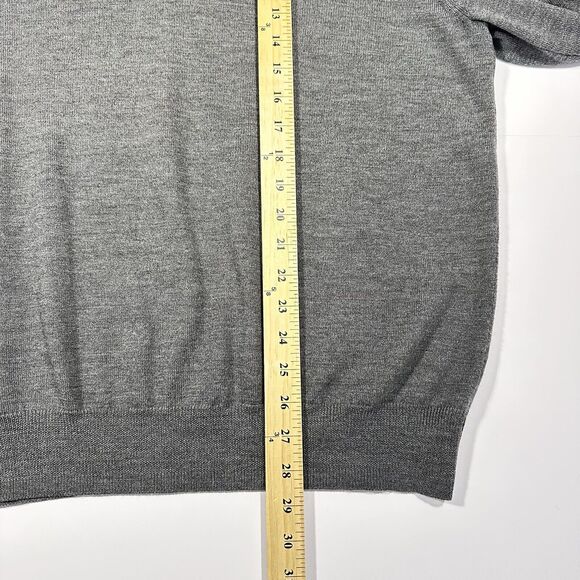 Jos A Bank Men’s XXL Sweater 100% Merino Wool Gray 1/4 Zip Suede Elbow Patch - Picture 11 of 12